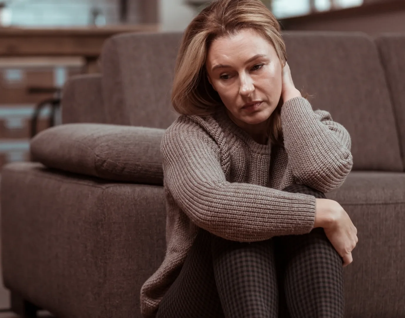woman with symptoms who may qualify for a depression clinical trial