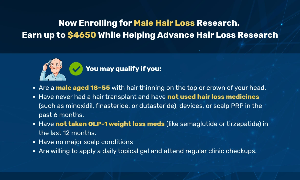 male hair loss research study criteria