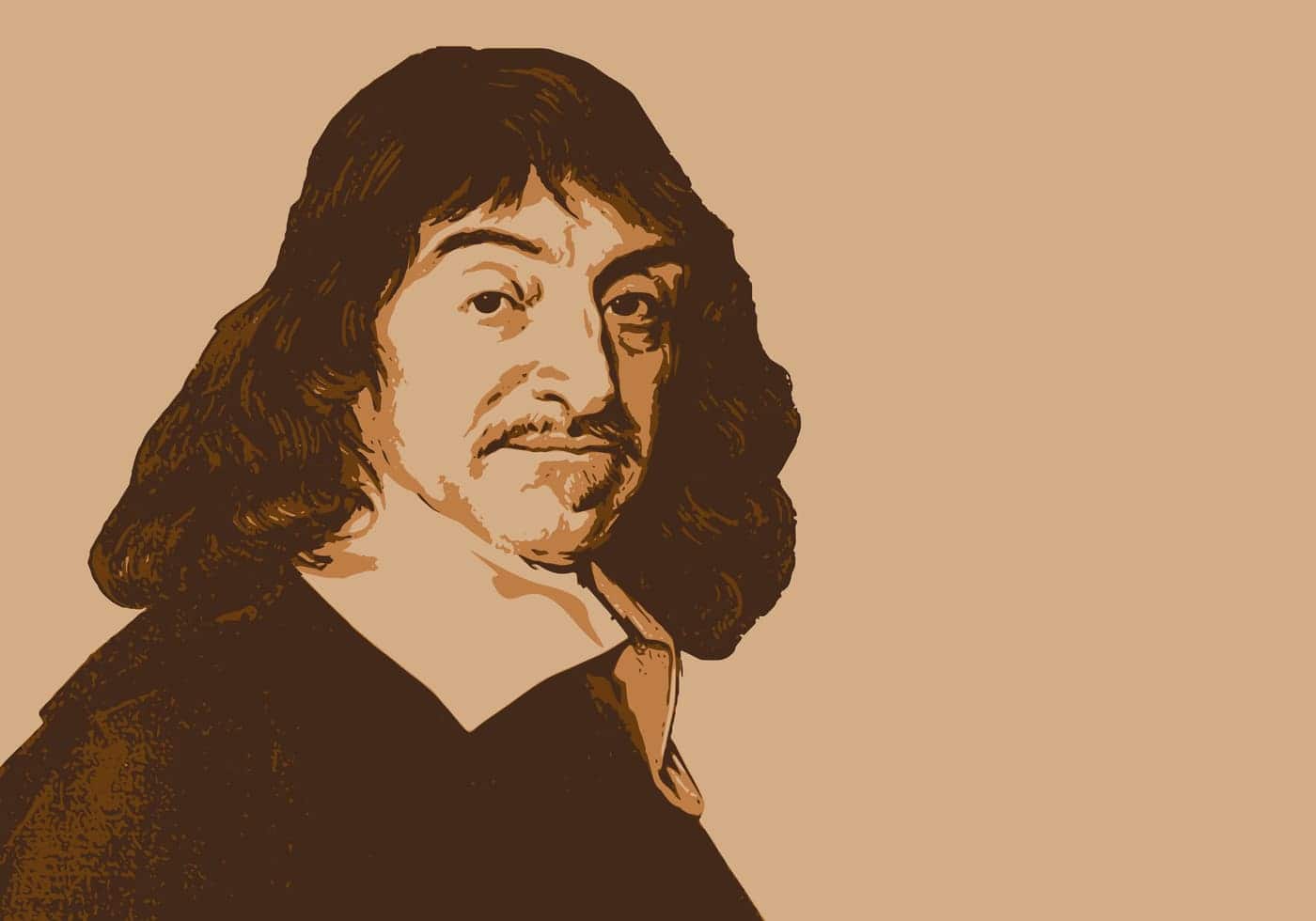 Filósofo de origen asiático con cabello largo y barba en estilo ilustración digital.