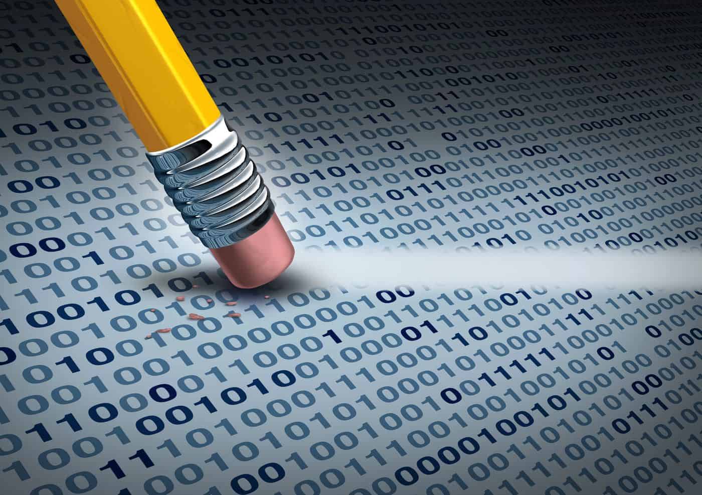 Arquitectura de lápiz como borrador con datos binarios, inspiración para filosofía digital, símbolo de conocimiento y creación.
