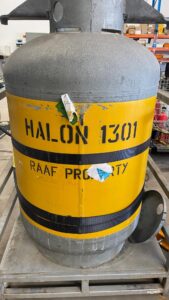 Cylinders used for Halon fire suppression gases. Gas