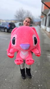Stitch roz mare 65 cm din plus, jucarie de dimensiune generoasa