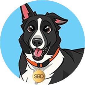 Cartoon graphic of black and white dog named Norton