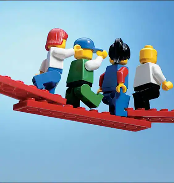A LEGO model representing a complex idea, built during a playful but serious discussion.
