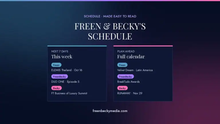 freen becky schedule this week full calendar