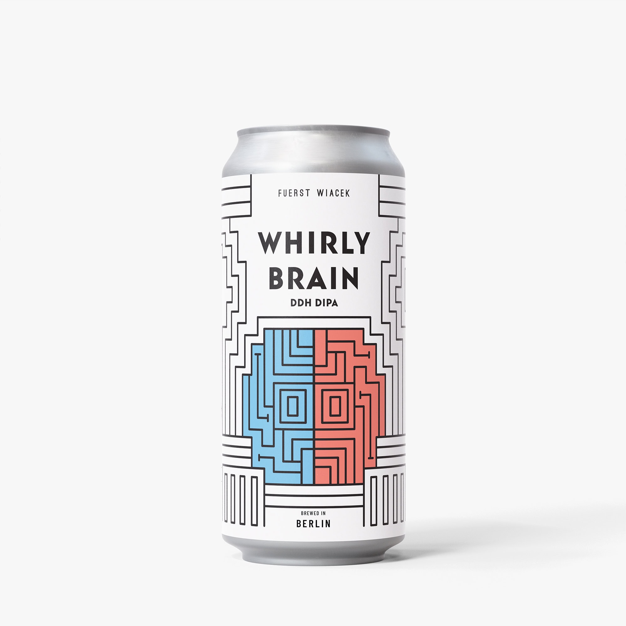 Hopsavy craft beer can with minimalist design and maze artwork.