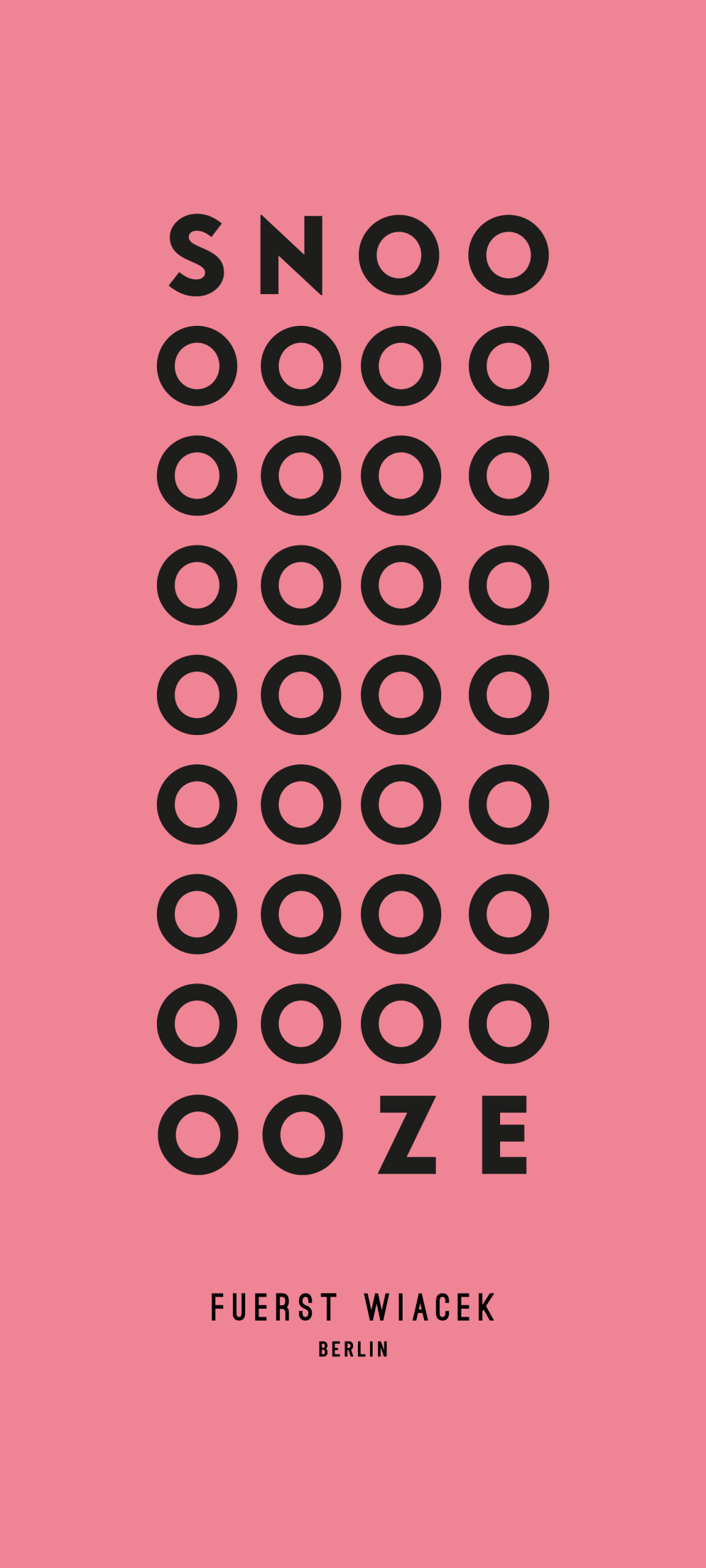 Modernes Handy-Hintergrundbild mit dem Fuerst Wiacek Berlin Logo auf rosa Hintergrund und schwarzen Text, ideal für Smartphone-Bildschirme.