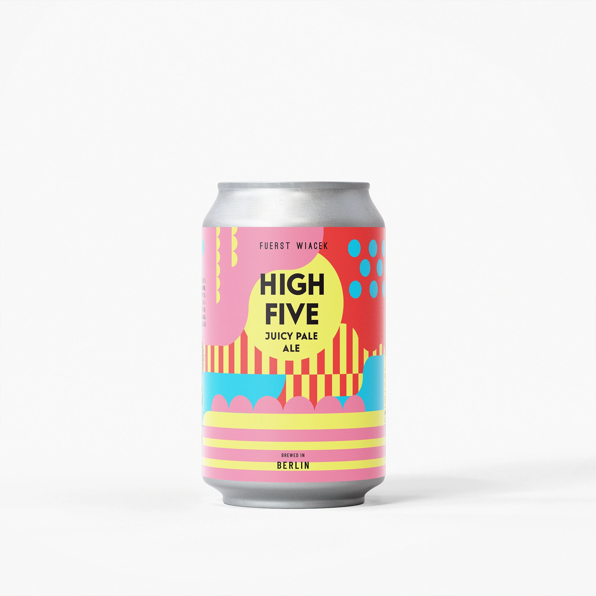 Can of High Five Pale Ale by Fuerst Wiacek Brewery featuring vibrant, colorful abstract design. Perfect for craft beer enthusiasts and lovers of unique pale ales.
