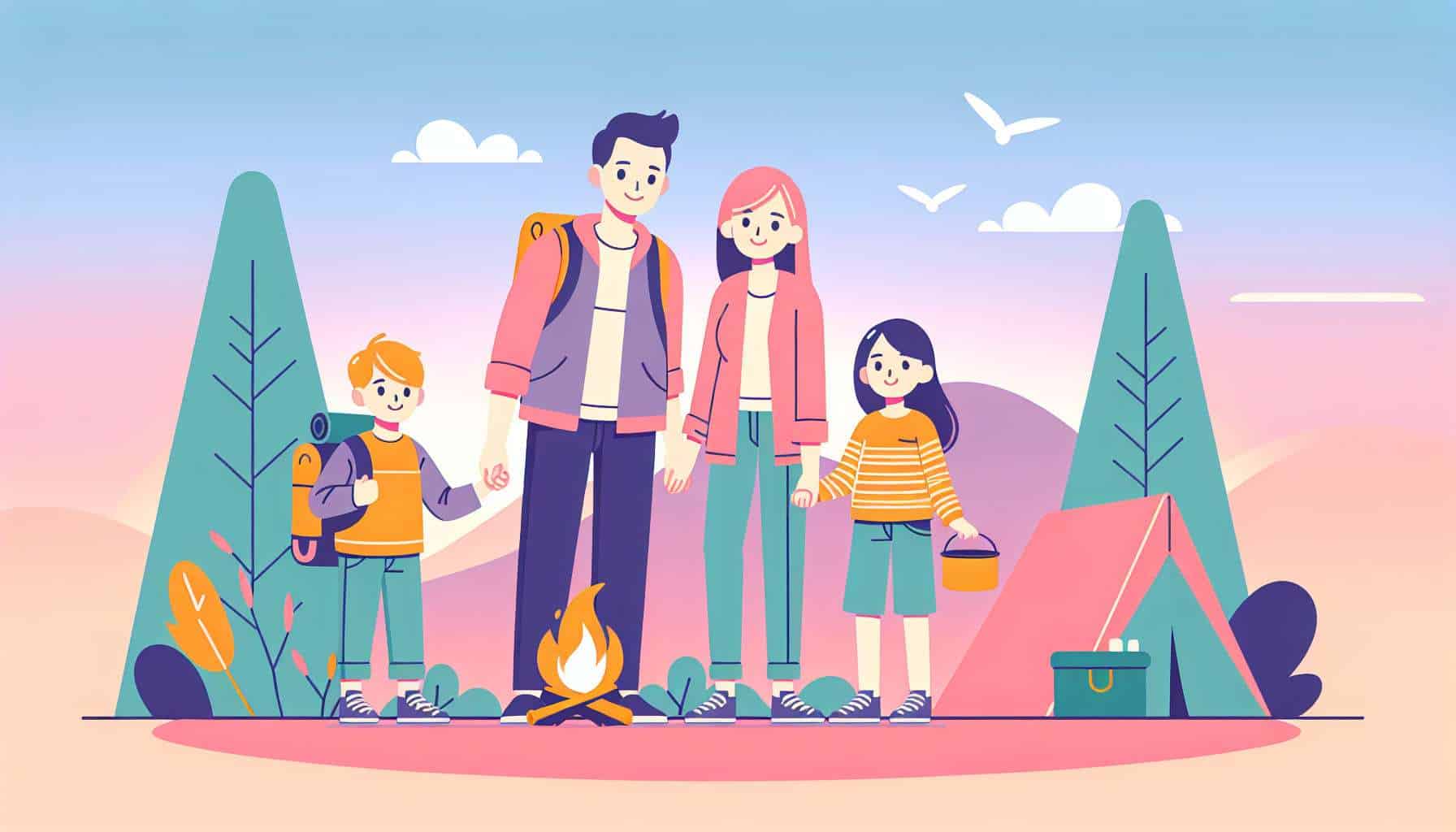 Camping with Kids: Beginner Guide – kids outdoor games illustration