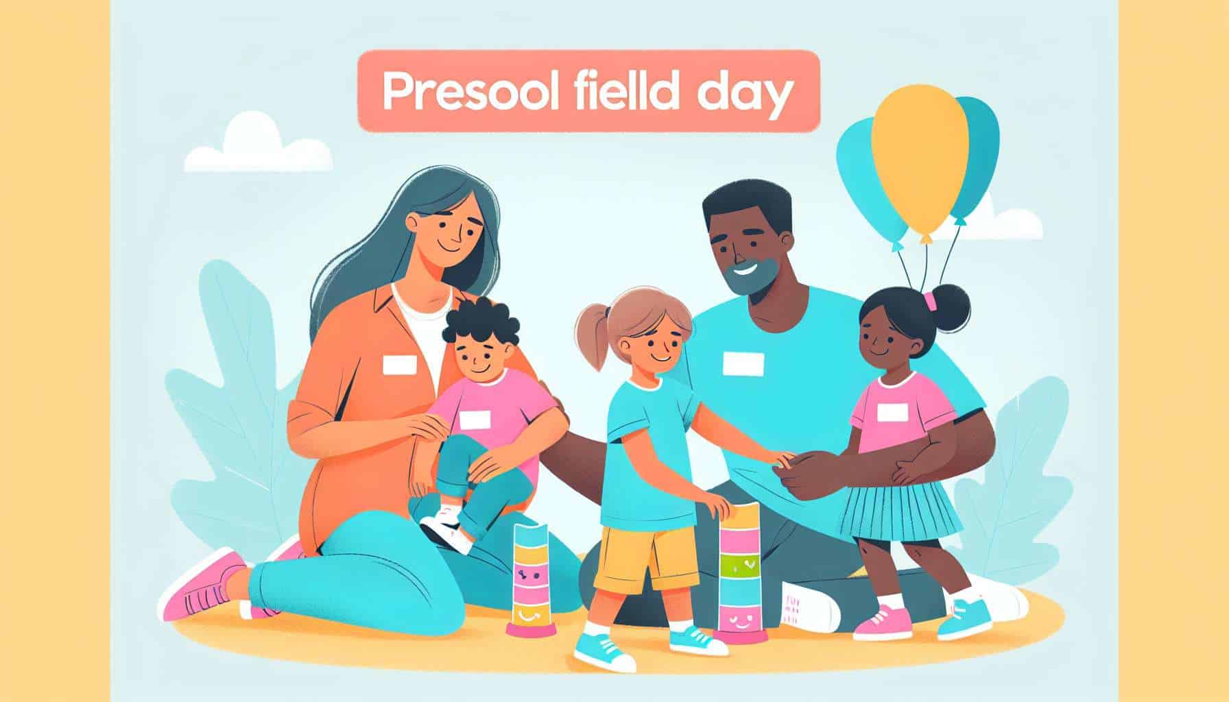 preschool field day activities – kids outdoor games illustration