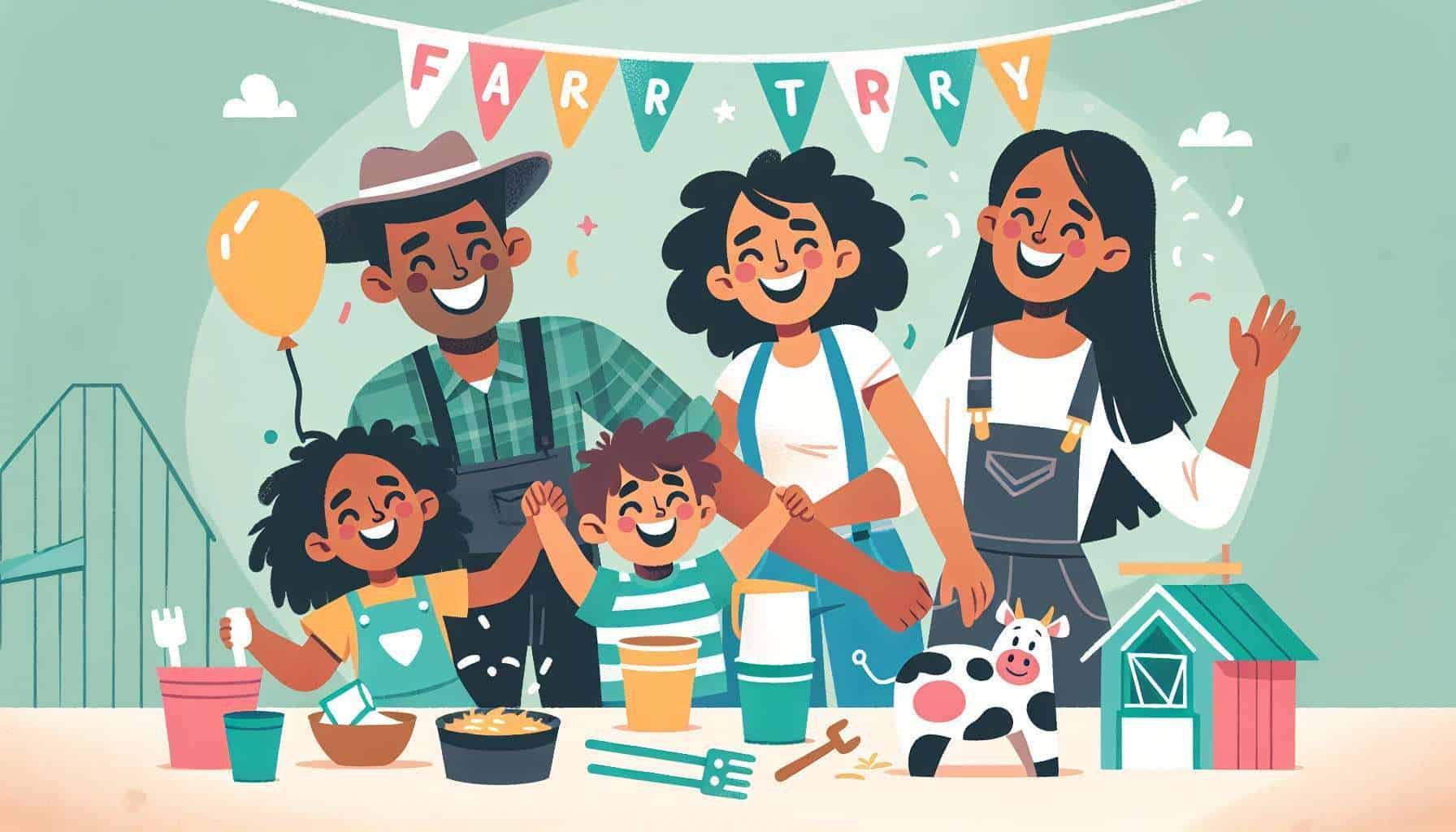 Farm Birthday Theme – party ideas for kids illustration