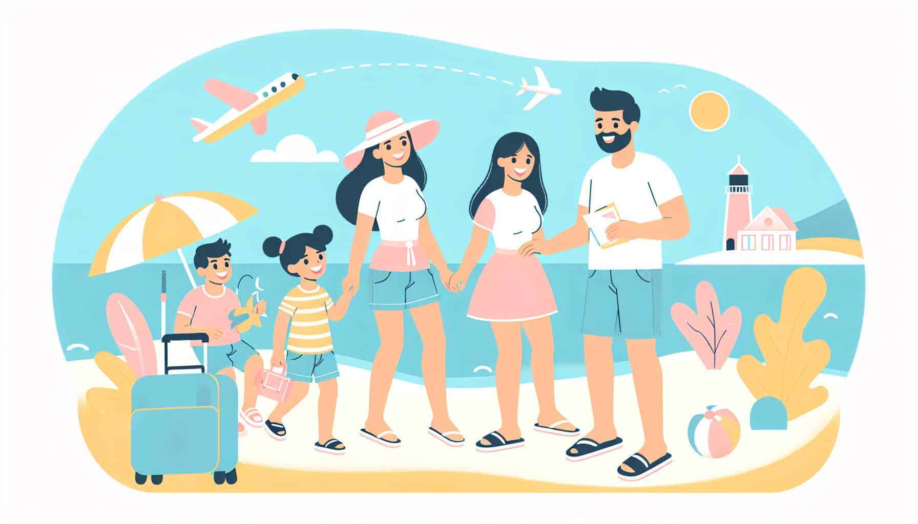 great vacation spots for families – family-friendly illustration