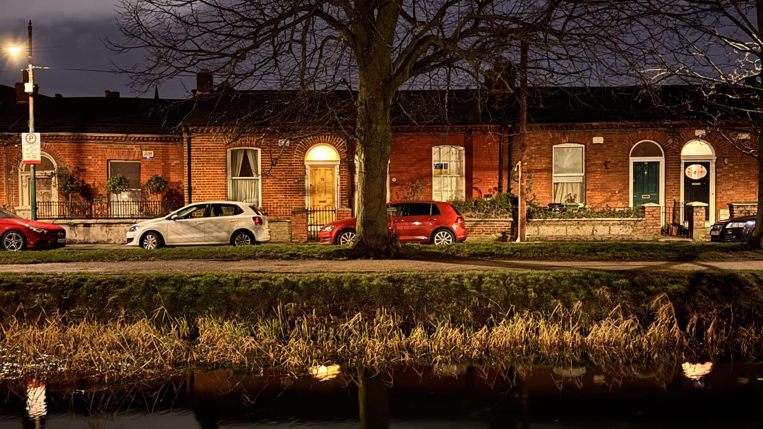 Row of houses by a canal