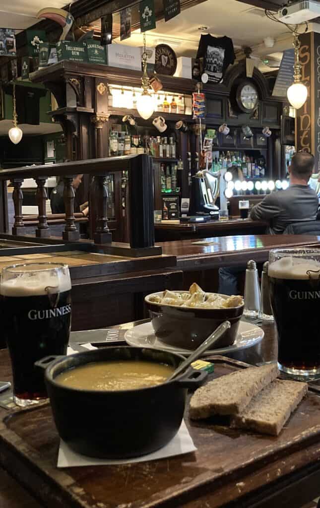 Irish food: Pints of Guinness with Irish stew