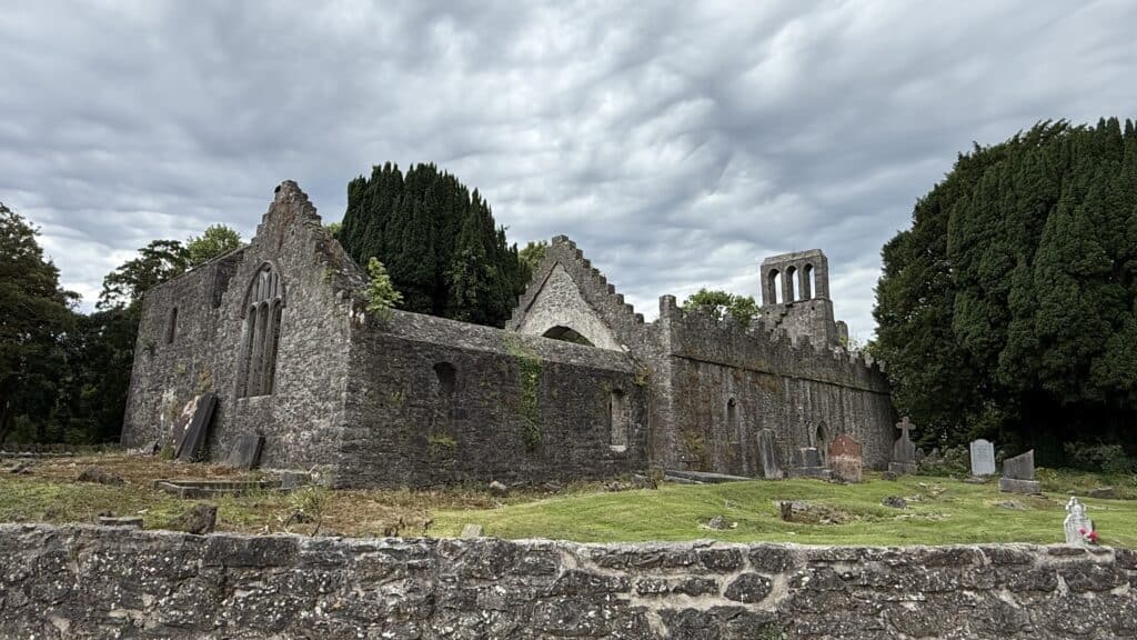 Historic abbey ruins near Malahide Castle on a private tour from Dublin