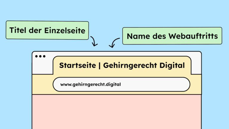 Beispiel eines Dokumenttitels mit Namen der Seite, auf der man sich befindet, plus Namen des ganzen Webauftritts.