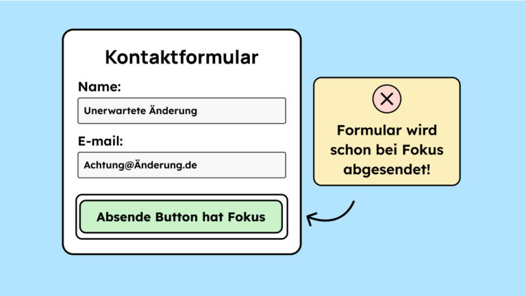 Der Absende-Button eines Kontakt-Formulars hat den Fokus. Dadurch darf das Formular noch nicht abgesendet werden.