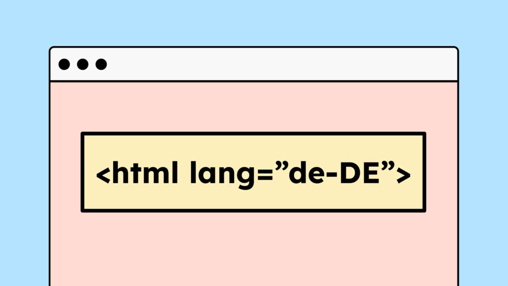 Illustration einer Website bei der im language-Attribut die Sprache Deutsch angegeben ist.