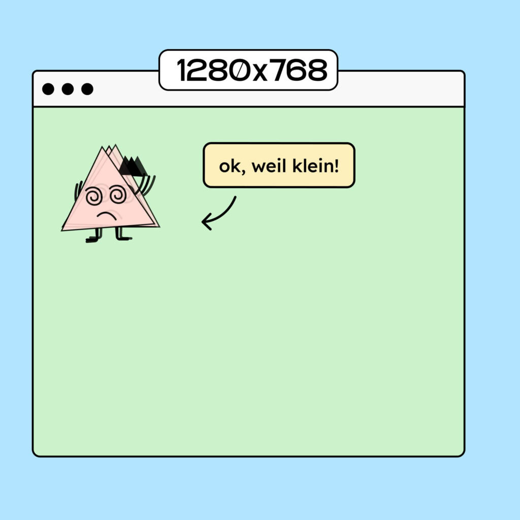 Illustration einer Webseite mit einer Dimension von 1280 mal 768 und einem kleinen, flackernden Element.