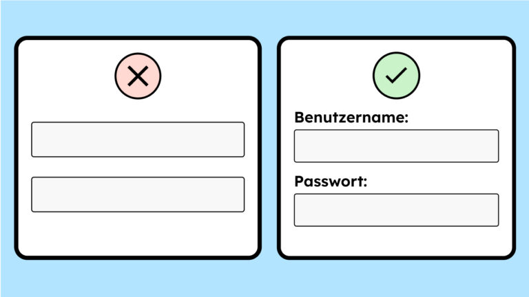 Zwei Formularfelder. Das erste hat keine Beschriftungen, das zweite schon.
