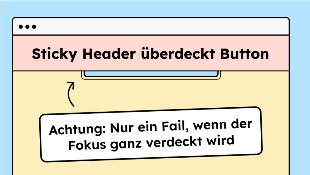 Ein Sticky-Header überdeckt einen Button.