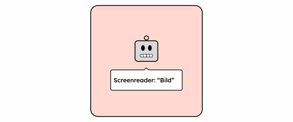 Ein Roboterkopf mit gelber Antenne liest „Bild“. Es ist nicht zu erkennen, was auf dem Bild drauf ist.