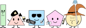 Unsere Maskottchen stehen nebeneinander und zeigen unterschiedliche Jobs. Designer, Tester, Entwickler, Content-Ersteller und Product Owner
