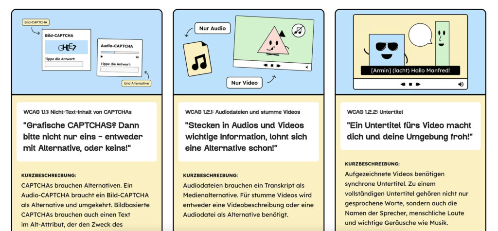 Screenshot unserer WCAG-Kriterien-Übersichtsseite.