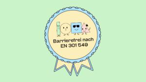 Siegel auf dem steht: Barrierefreiheit nach EN 301549