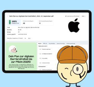 Ein Screenshot der PDF-Prüfung des Accessibility-Centers mit einem Logo von Apple darauf.