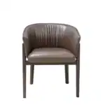 Sofa chair with leather upholstery and wooden legs for modern living rooms.