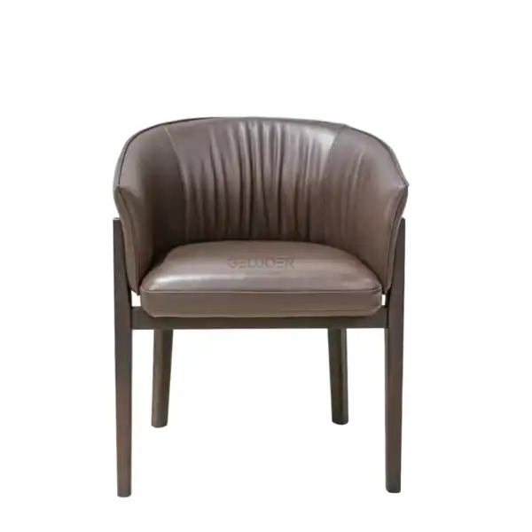 Sofa chair with leather upholstery and wooden legs for modern living rooms.