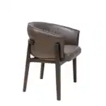 Leather lounge chair with wooden frame by Geluoer Furniture.