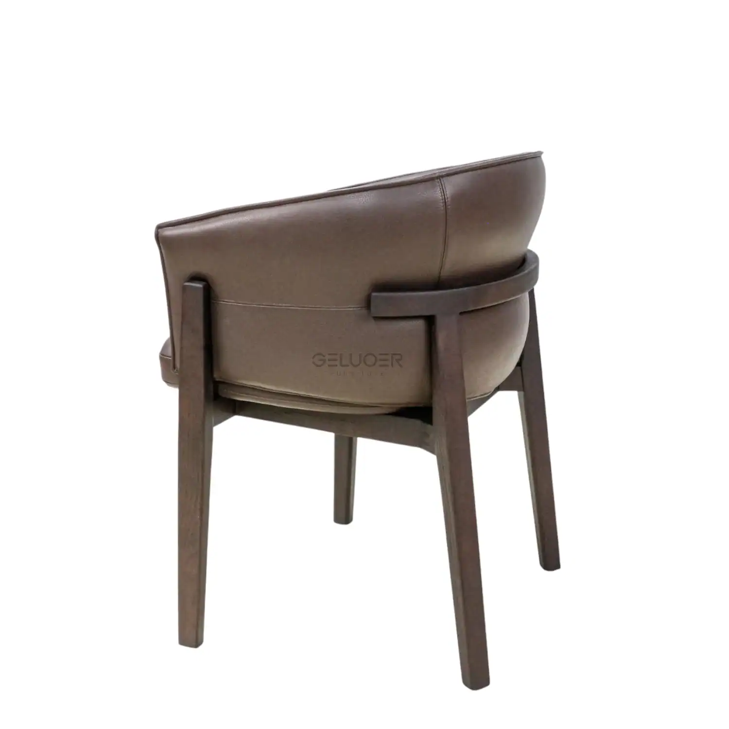 Comfortable modern leather armchair with wooden legs, perfect for stylish living rooms.