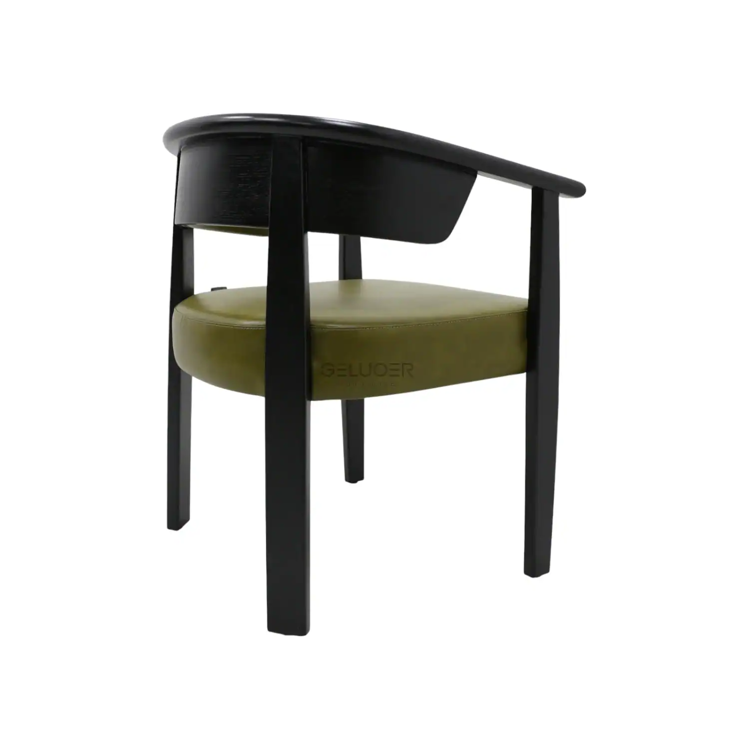 Modern black and green wooden accent chair for stylish home decor.