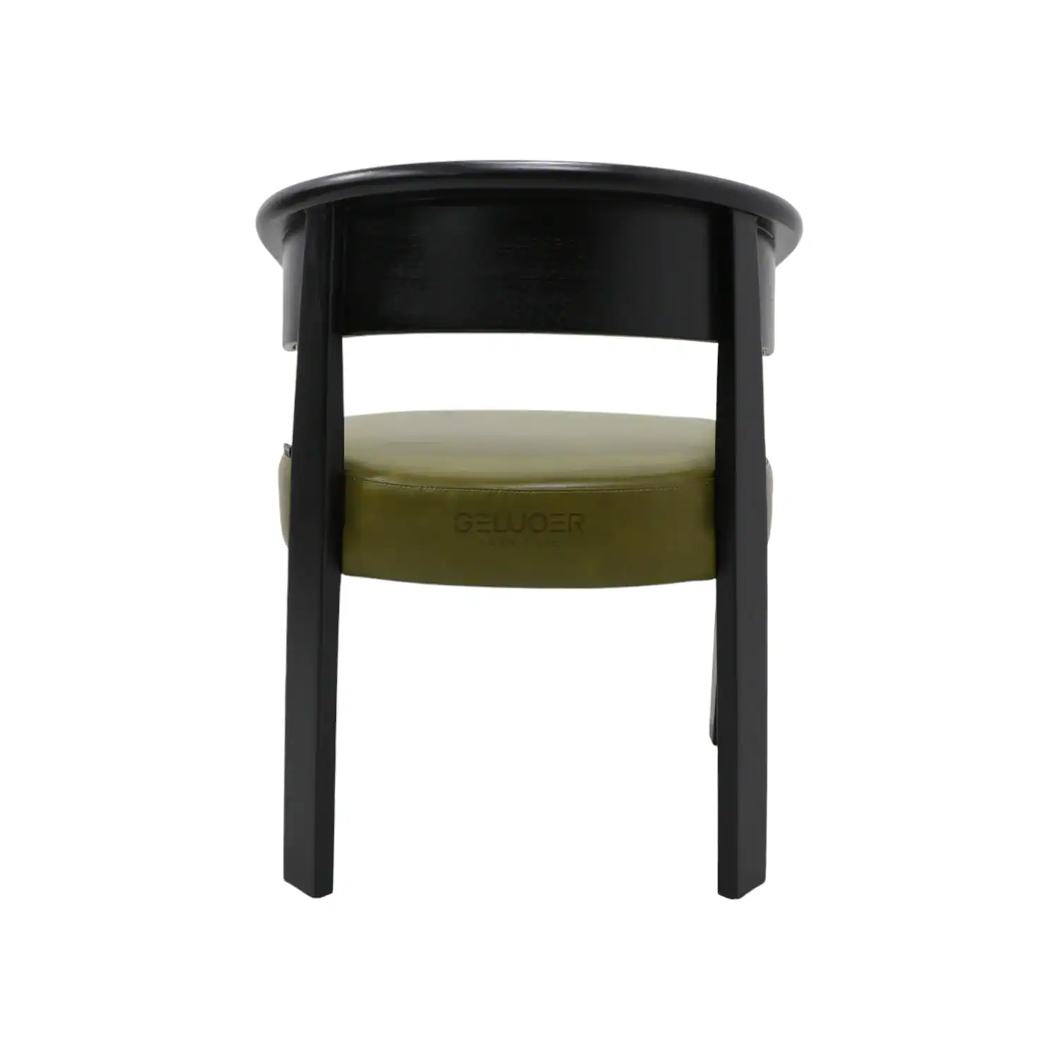 Black modern wooden chair with green cushion for stylish furniture decor.