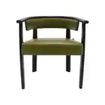 Modern Green Leather and Black Wood Accent Chair, Stylish Home Furniture.