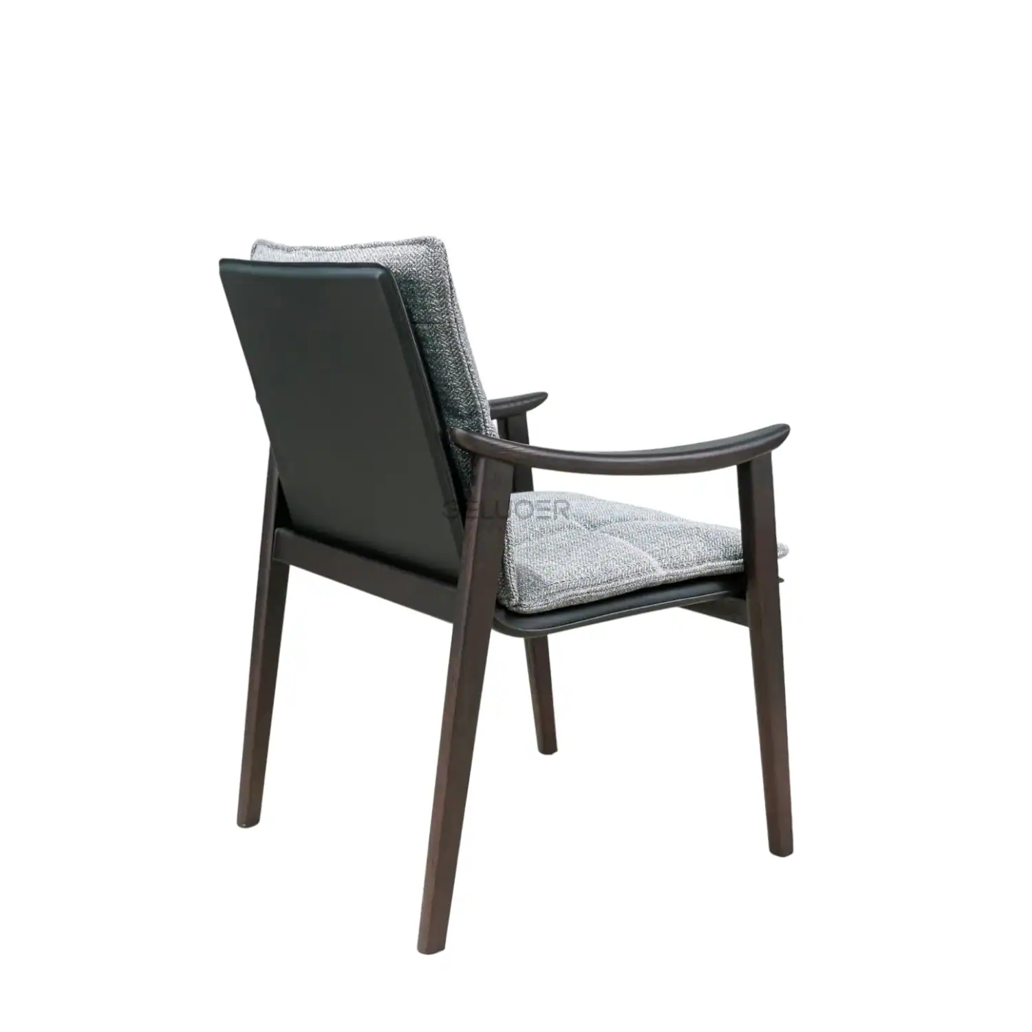 Elegant modern armchair with wooden frame and upholstered seat for stylish living spaces.