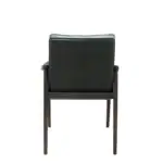 Black modern dining chair with wooden legs and cushioned backrest from Geluoer Furniture.
