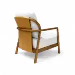 Mid-century modern armchair with wooden frame and upholstered cushions, stylish and comfortable furniture piece.