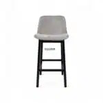Modern upholstered bar stool with black wooden legs, ideal for stylish kitchen or bar area decor.