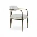 Sleek modern armchair with white upholstery and brushed metal frame for luxury furniture decor.