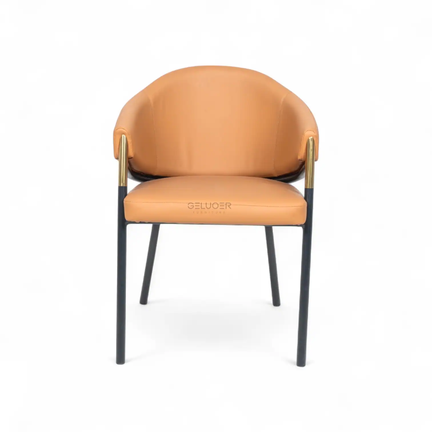 Elegant modern lounge chair with leather upholstery and metal accents, perfect for stylish living spaces.