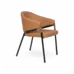 Elegant leather lounge chair with black and gold metal accents for modern home decor.
