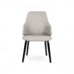 Sleek white modern office chair with black wooden legs, stylish and comfortable for home or workplace.