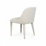 Elegant white modern dining chair with wooden legs from Geluoer Furniture.