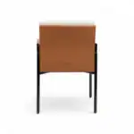 Sleek modern armchair with leather upholstery and metal legs by Geluoer Furniture.