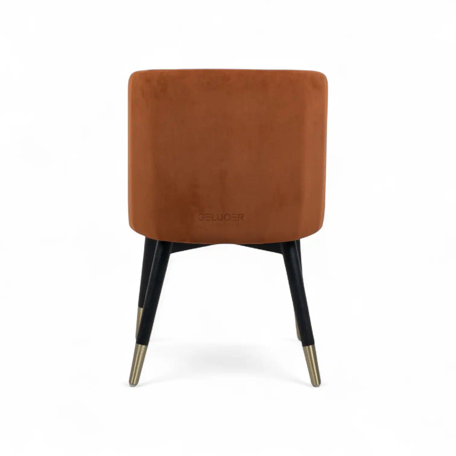 Luxurious velvet accent chair with black and gold tapered legs, modern furniture by Geluoer.