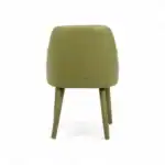 Sustainable green accent chair with wooden legs, modern minimalist design for living room decor.