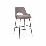 Luxurious modern upholstered bar stool with black metal legs for stylish kitchen or bar seating.